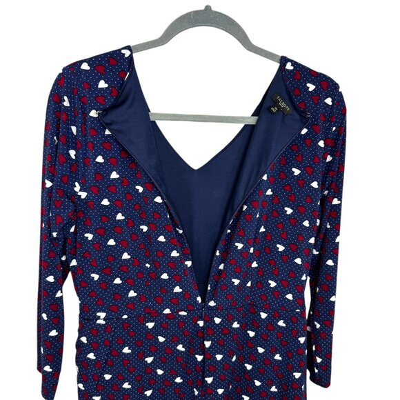 Talbots Blue red and white polka dot and hearts long sleeve dress Size 12P - Picture 13 of 14